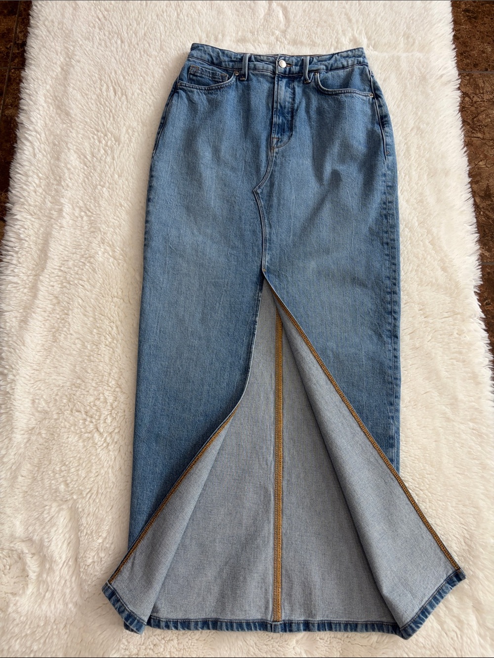 Good American ,Front Maxi,Size 8/29, High-Waist Blue Denim Pencil Skirt Jeans - Picture 12 of 17